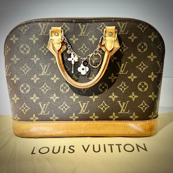 SOLD-Authentic Louis Vuitton Alma Satchel Bag MM Medium Monogram with Dust Bag - Picture 9 of 9